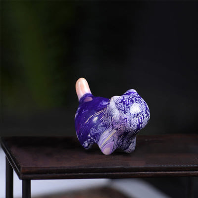 Foviel Mini adorable chat en bois d'ébène laqué, décoration artisanale de paix