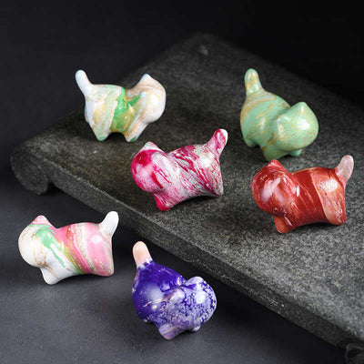 Foviel Mini adorable chat en bois d'ébène laqué, décoration artisanale de paix