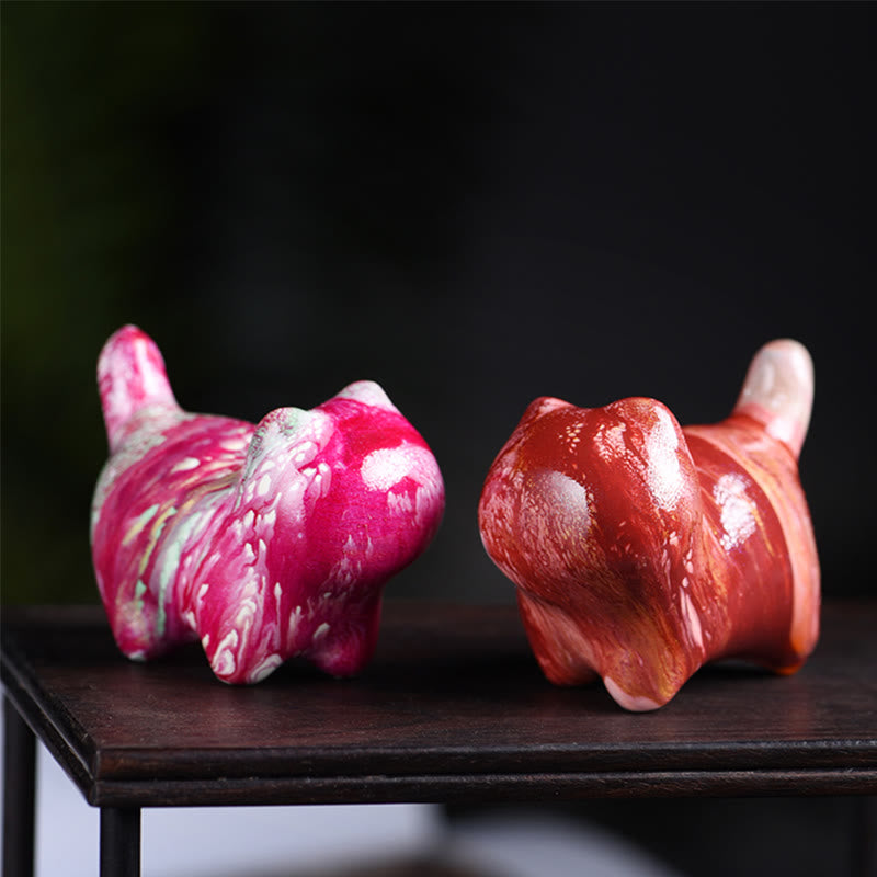 Foviel Mini Lovely Cat Ebony Wood Lacquer Craft Peace Decoration