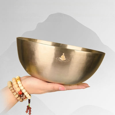 Bol chantant tibétain doré fait main Foviel Nepal, ensemble de bol sonore pour la guérison et la méditation