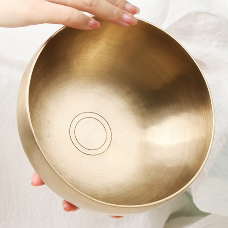 Bol chantant tibétain doré fait main Foviel Nepal, ensemble de bol sonore pour la guérison et la méditation
