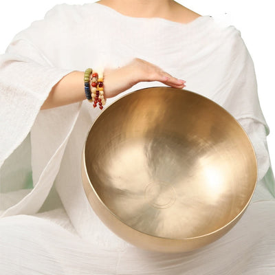 Bol chantant tibétain doré fait main Foviel Nepal, ensemble de bol sonore pour la guérison et la méditation