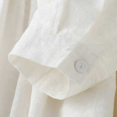 Buddha Stones Retro Solid Color Drawstring Frog-Button Design Long Sleeve Cotton Linen Midi Dress With Pockets - image 12