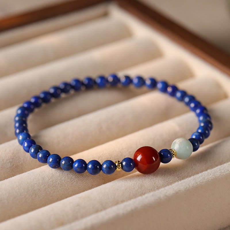 Buddha Stones Small Lazurite Agate Ultra-thin Beads Positive Bracelet - image 2