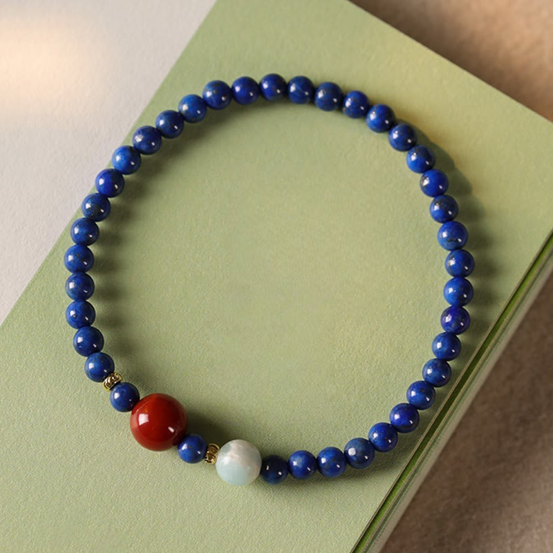 Buddha Stones Small Lazurite Agate Ultra-thin Beads Positive Bracelet - image 8