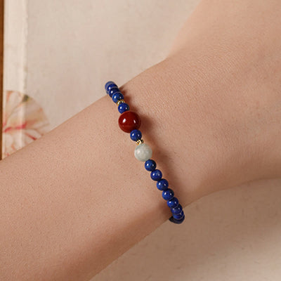 Buddha Stones Small Lazurite Agate Ultra-thin Beads Positive Bracelet - image 4