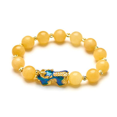 Foviel Natural Topaz Color Change PiXiu Wealth Bracelet