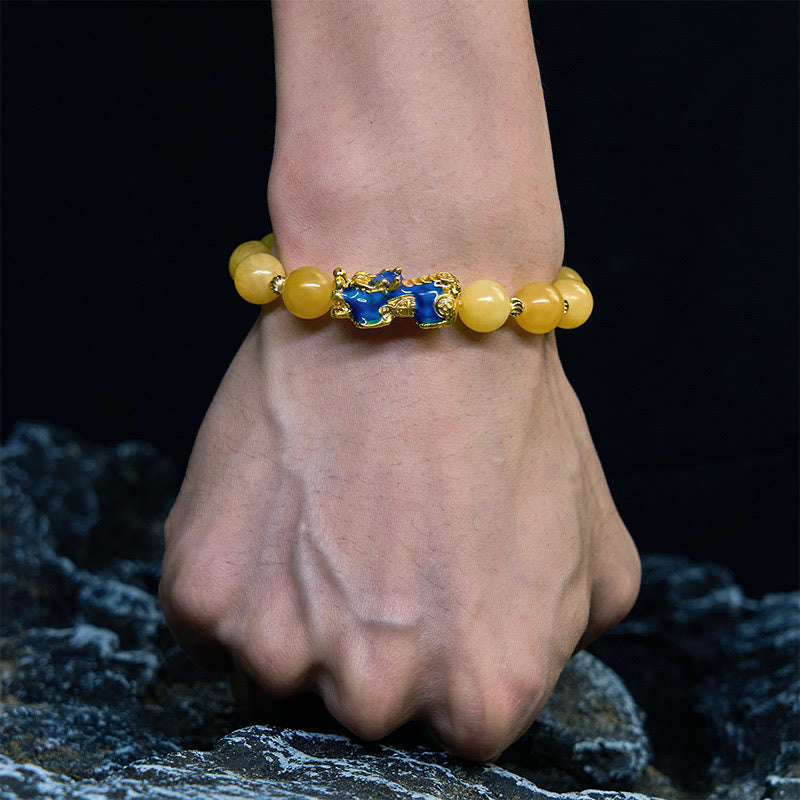 Foviel Natural Topaz Color Change PiXiu Wealth Bracelet