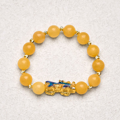 Foviel Natural Topaz Color Change PiXiu Wealth Bracelet
