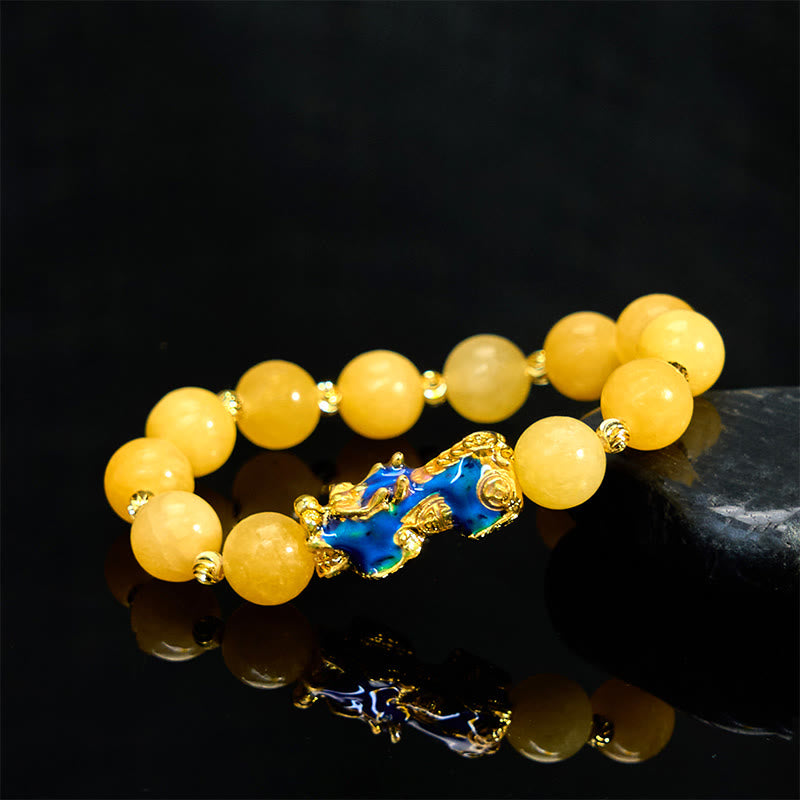 Foviel Natural Topaz Color Change PiXiu Wealth Bracelet