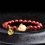 Foviel Cinnabar Rabbit Bunny Fu Character Blessing Bracelet