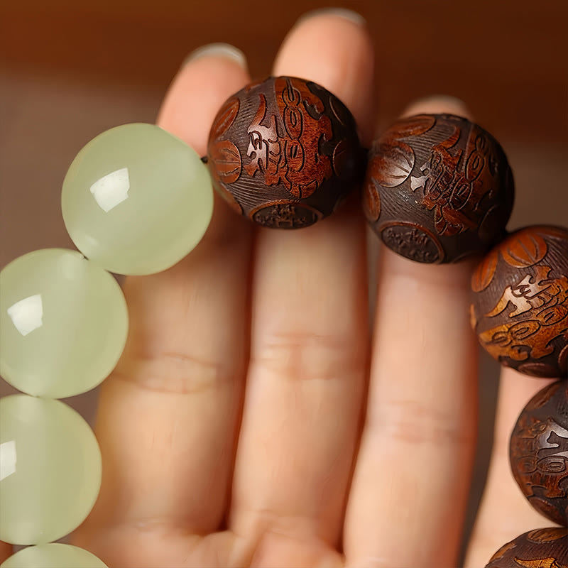 Foviel Sappan Wood Engraving Pixiu Fu Character Cure Bracelet