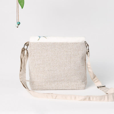 Sac à dos Foviel grand format en toile de polyester brodé de magnolias faits main