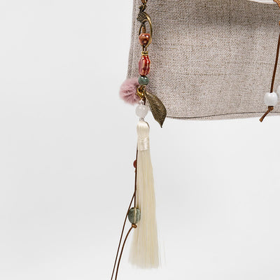 Sac à dos Foviel grand format en toile de polyester brodé de magnolias faits main