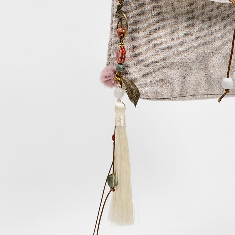 Sac à dos Foviel grand format en toile de polyester brodé de magnolias faits main