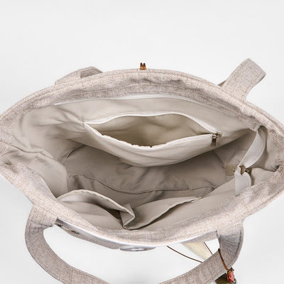 Foviel Magnolia Stickerei Leinwand Polyester Schultertasche