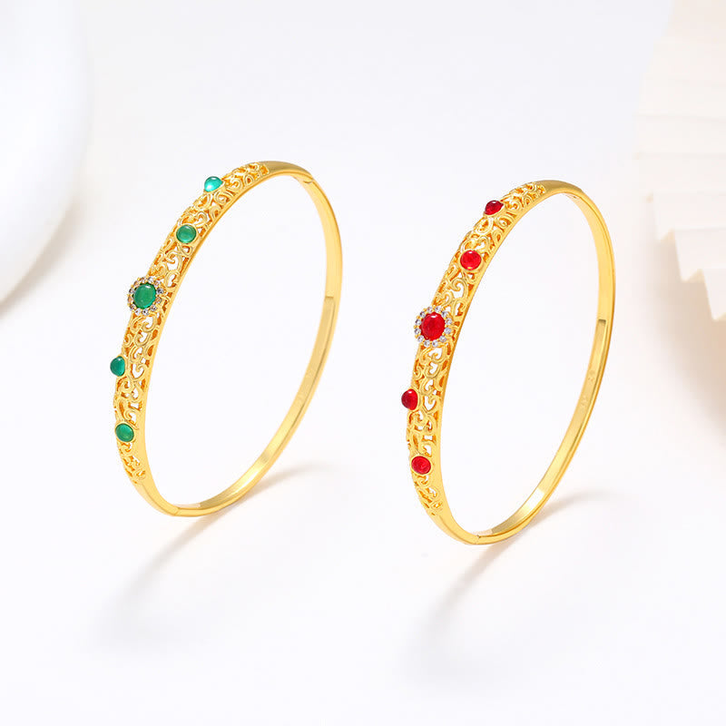 Bracelet jonc Foviel Vine Design en alliage et zircone porte-bonheur