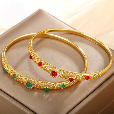 Bracelet jonc Foviel Vine Design en alliage et zircone porte-bonheur