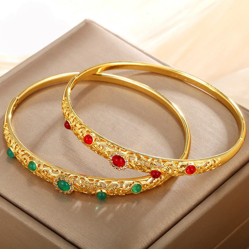 Bracelet jonc Foviel Vine Design en alliage et zircone porte-bonheur