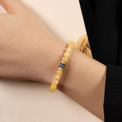 Foviel Topaz Perlen Om Mani Padme Hum Fortune Armband
