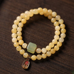 Foviel Topaz Perlen Jade Cube Doppelkreis Reichtum Armband