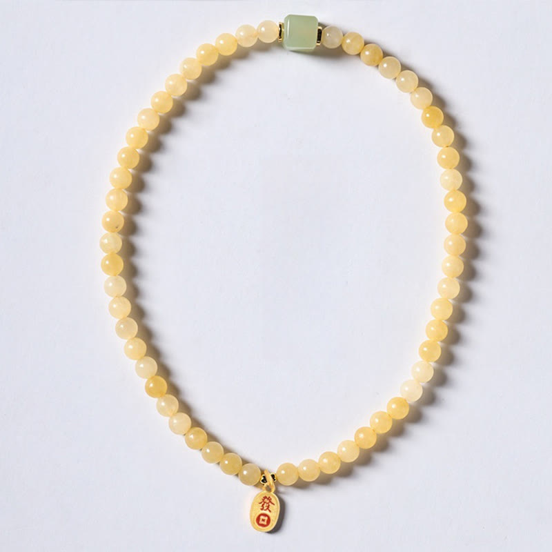Foviel Topaz Perlen Jade Cube Doppelkreis Reichtum Armband