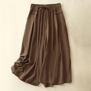 Foviel Causal Ethnic Simple Drawstring Design Women's Wide Leg Cropped Pants With Pockets