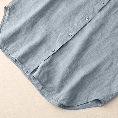 Foviel Sommer 2-teilig Einfarbig Lange Ärmel Hemd Top Shorts Meditation Kleidung Damen-Set mit Taschen