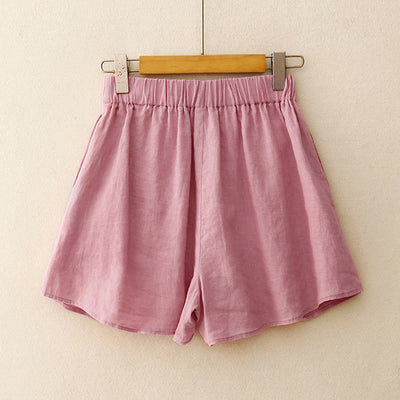 Foviel Sommer 2-teilig Einfarbig Lange Ärmel Hemd Top Shorts Meditation Kleidung Damen-Set mit Taschen