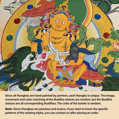 Peinture de Thangka tibétain Foviel - Dieu de la richesse jaune, Tara verte, Avalokitesvara - Décoration faite à la main, boîte mystère (style aléatoire)