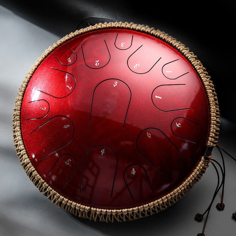Foviel Steel Tongue Drum Sound Healing Mindfulness Meditation Drum Kit 15 Note 14 Inch Percussion Instrument