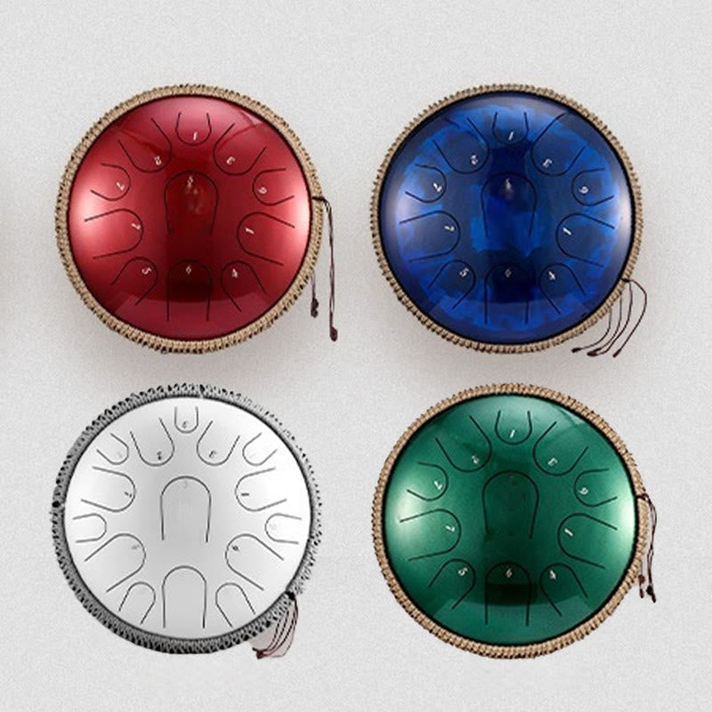 Foviel Steel Tongue Drum Sound Healing Mindfulness Meditation Drum Kit 15 Note 14 Inch Percussion Instrument