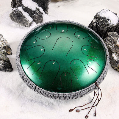 Foviel Steel Tongue Drum Sound Healing Mindfulness Meditation Drum Kit 15 Note 14 Inch Percussion Instrument