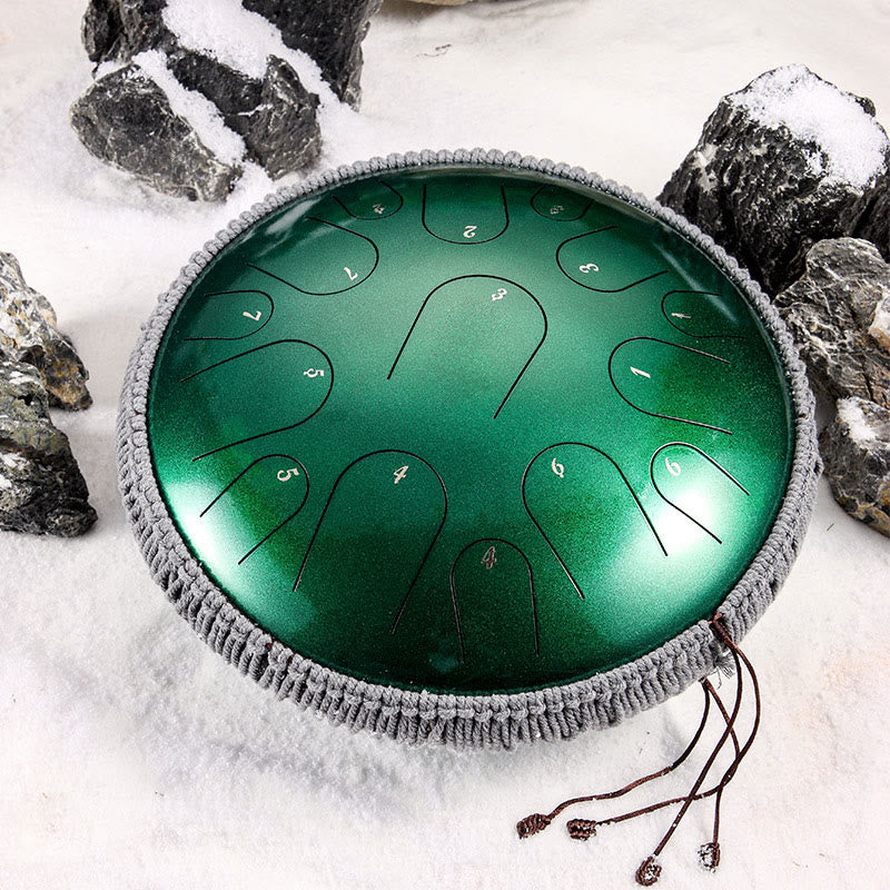 Foviel Steel Tongue Drum Sound Healing Mindfulness Meditation Drum Kit 15 Note 14 Inch Percussion Instrument