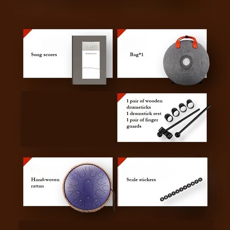 Foviel Steel Tongue Drum Sound Healing Mindfulness Meditation Drum Kit 15 Note 14 Inch Percussion Instrument