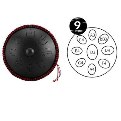 Kit de tambour à langue en acier Foviel pour la sonothérapie, le yoga et la méditation, instrument handpan 9 notes de 15 pouces