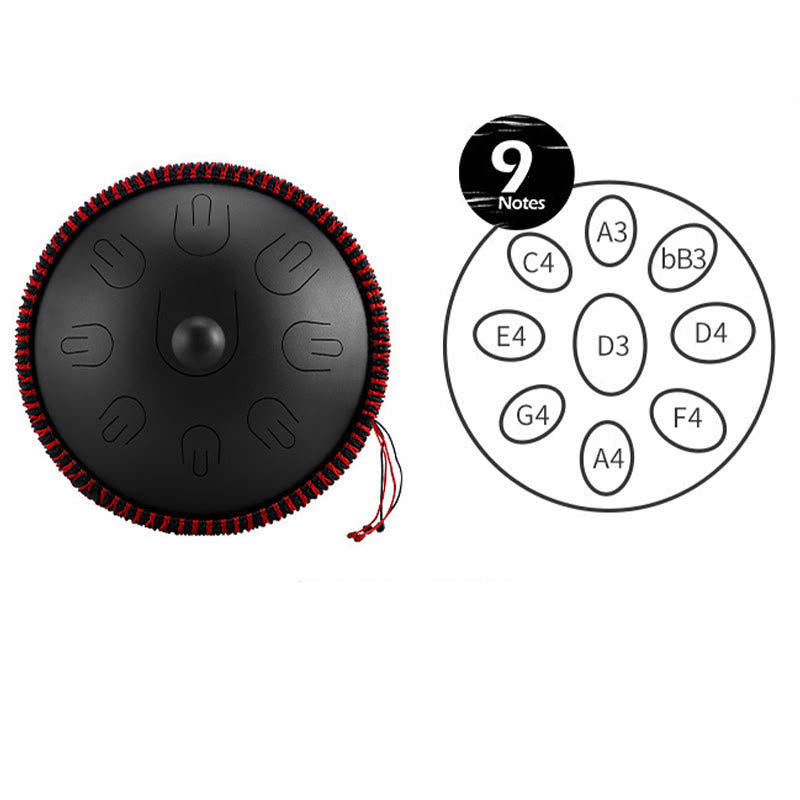 Kit de tambour à langue en acier Foviel pour la sonothérapie, le yoga et la méditation, instrument handpan 9 notes de 15 pouces