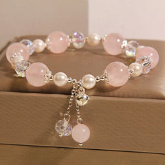 Foviel Natürliches rosa Kristallperlen Selbst-akzeptanz Armband
