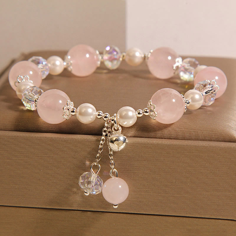 Foviel Natürliches rosa Kristallperlen Selbst-akzeptanz Armband