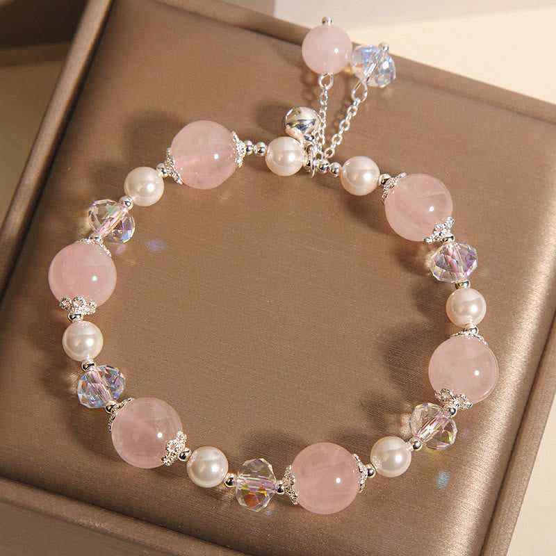 Foviel Natürliches rosa Kristallperlen Selbst-akzeptanz Armband