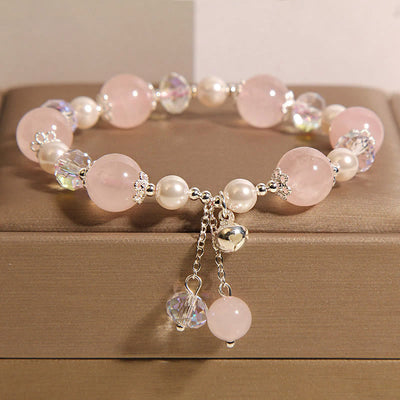 Foviel Natürliches rosa Kristallperlen Selbst-akzeptanz Armband