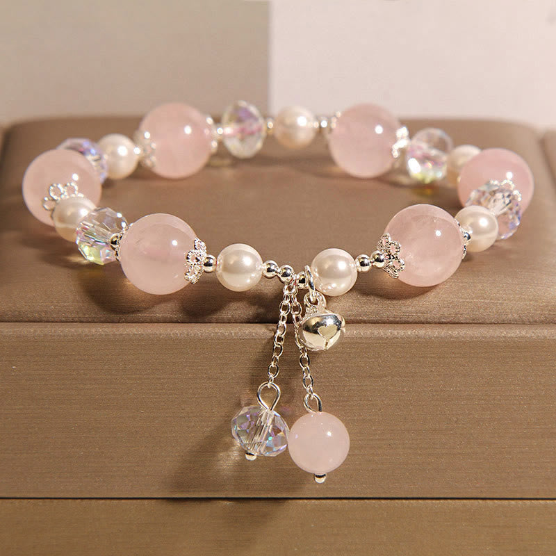 Foviel Natürliches rosa Kristallperlen Selbst-akzeptanz Armband