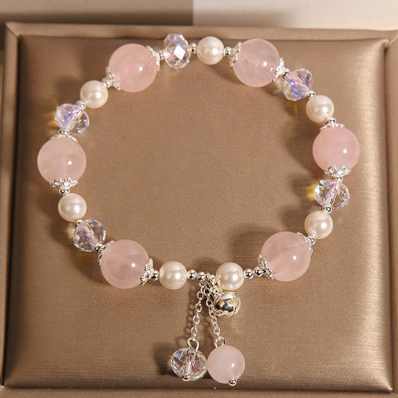 Foviel Natürliches rosa Kristallperlen Selbst-akzeptanz Armband