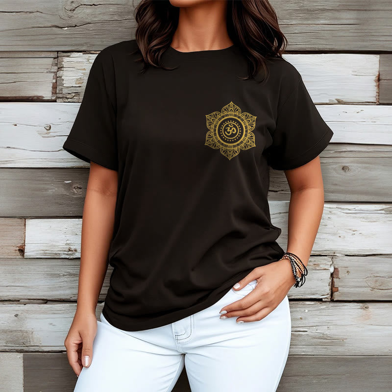 T-shirt à motif Mandala doré OM Foviel
