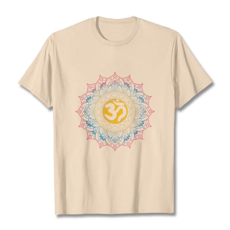 Foviel Color Gradient Mandala OM Pattern Tee T-shirt
