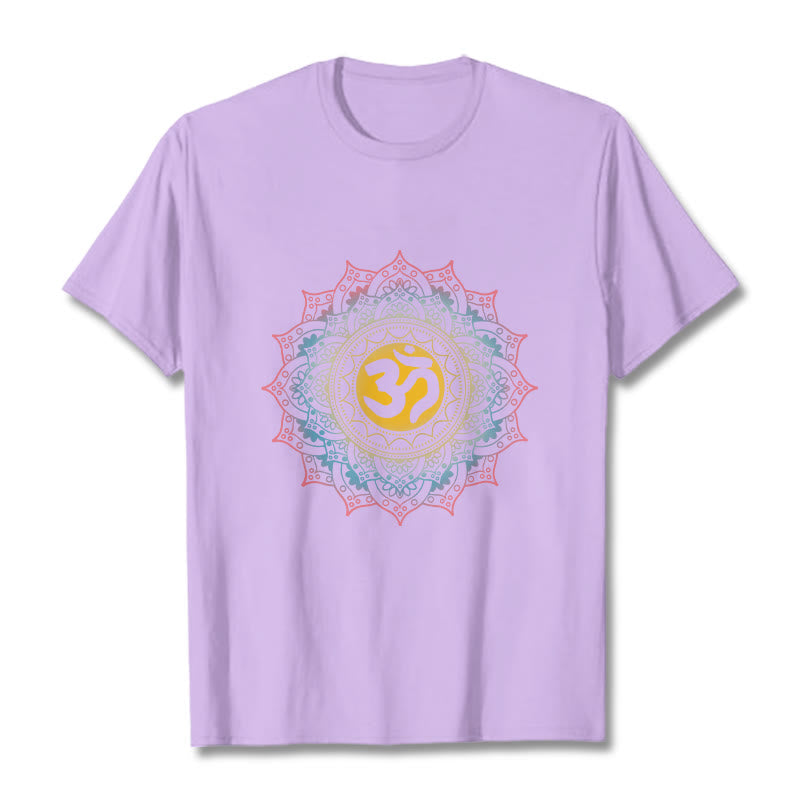 Foviel Color Gradient Mandala OM Pattern Tee T-shirt