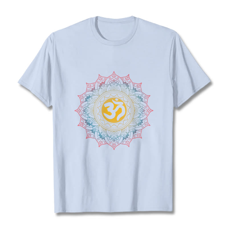 Foviel Color Gradient Mandala OM Pattern Tee T-shirt