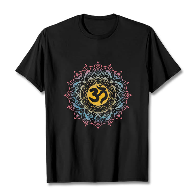 Foviel Color Gradient Mandala OM Pattern Tee T-shirt