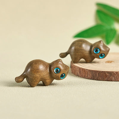 Décoration de bureau apaisante Foviel, petit chat mignon qui s'étire, sculpté