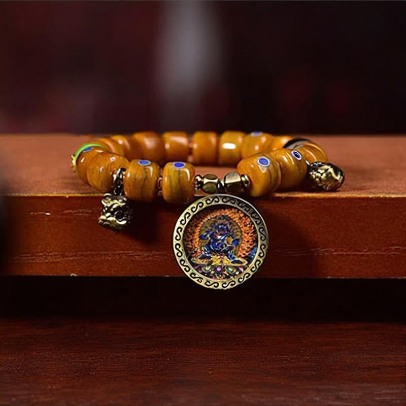 Foviel Vintage Tibetan Bone Beads Braided Rope Positive Balance Bracelet